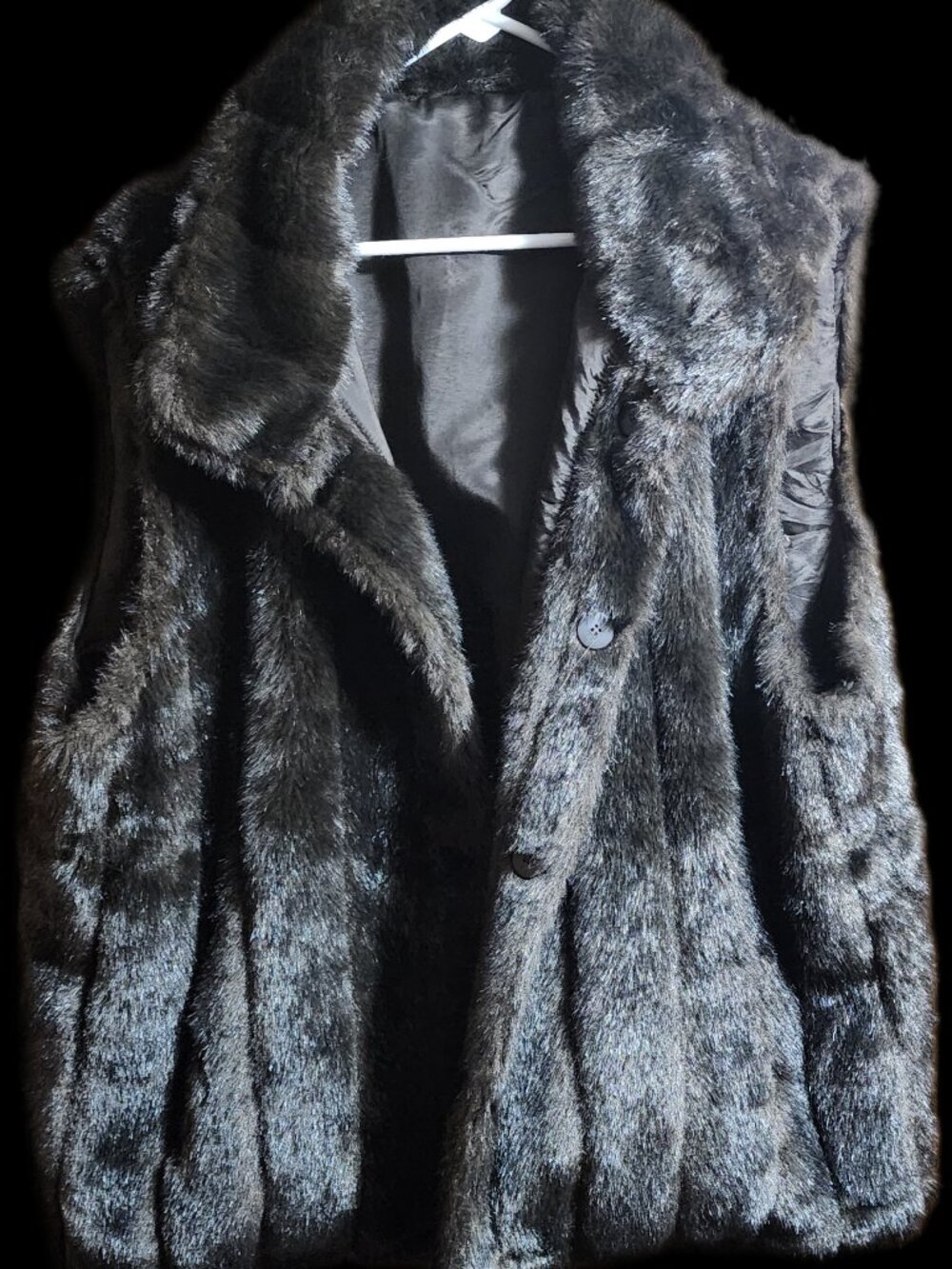 Tudor Court by Haband Black Faux Fur Vest Jacket Size 2X Plush Winter Outerwear